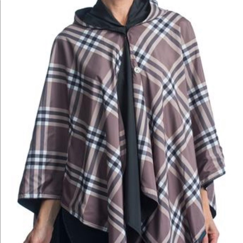 RainCaper Black Plaid Poncho